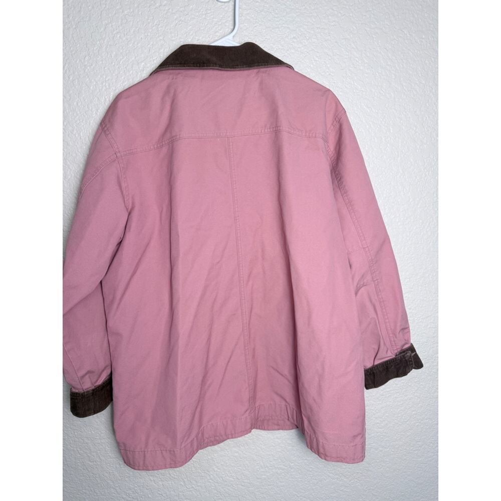L.L. Bean Women's Chore Barn Coat Jacket Pink Rose XL Petite Brown Corduroy - Picture 8 of 12